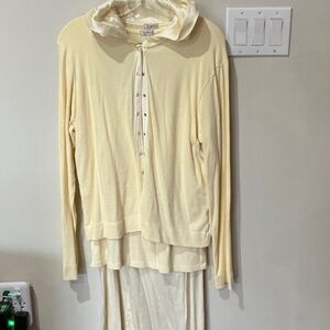 Pj Harlow light yellow Hooded Top with snap Accents